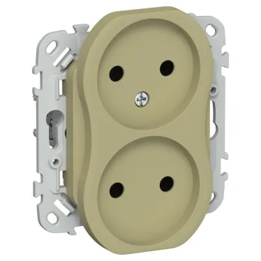 FLITE Розетка 2-ая без заземления без шторок б/к 10А РС02-1-ФлО оливковый | FI-R20-10-1-K26 | IEK
