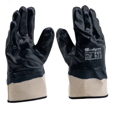 Перчатки трикотажные с обливом из бутадиен-нитрильного каучука, крага, L