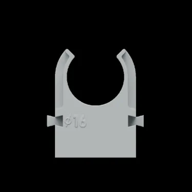 Крепеж-клипса для труб прямой монтаж D16 мм, серая (упак. 100 шт) | KM-KKPM-16 | КМ - профиль