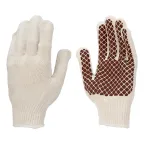 Перчатки трикотажные, рисунок ПВХ гель Шахматн й облив, оверлок,