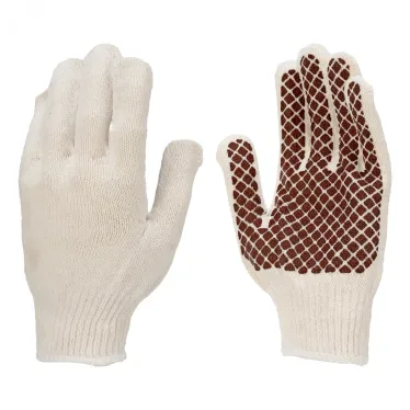 Перчатки трикотажные, рисунок ПВХ гель Шахматн й облив, оверлок,