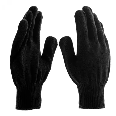 Перчатки трикотажные, акрил, цвет: чёрный, оверлок,