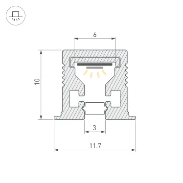 Профиль с экраном SL-MINI-3-H10-F12-2000 CHAMPAGNE GOLD Алюминий+пластик
