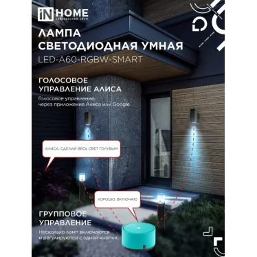 Лампа светодиодная LED-A60-RGBW-SMART 15Вт 230В димм. Е27 3000-6500К 1450Лм IN HOME