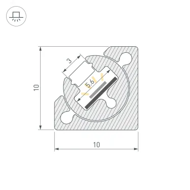 Профиль с экраном SL-KANT-H10-ROTATE-2000 CHAMPAGNE GOLD Алюминий+пластик