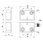 Магнитный датчик (1НЗ+1НО), разъём M8*4 (расст. сраб. 5мм), правый выход, IP68
