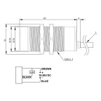 Ёмкостный датчик (PNP-НО), кабель 2м*3 (расс. сраб. 3-15мм), выступающий, металл, 10-30В DC, IP65