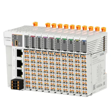 Процессорный модуль программируемого логического контроллера C2000, н.пит. –24В DC, 8 DI - 24В DC, 8 DO - 24В DC(PNP), ком. порты – 1хRS485, 2хEthernet, 1хEtherCAT, 1хType-C, 2 модуля расш-ния моноблока (BD)