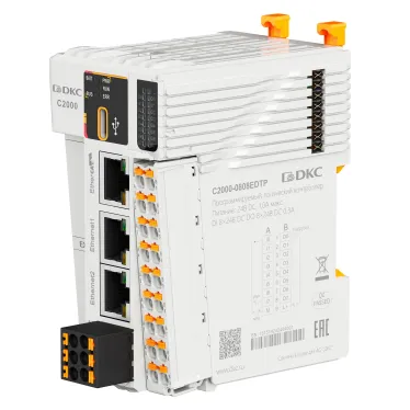 Процессорный модуль программируемого логического контроллера C2000, н.пит. –24В DC, 8 DI - 24В DC, 8 DO - 24В DC(PNP), ком. порты – 1хRS485, 2хEthernet, 1хEtherCAT, 1хType-C, 2 модуля расш-ния моноблока (BD)