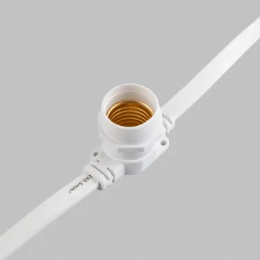 Гирлянда Белт-Лайт 2 жилы, 50м, шаг 40см, 125 патронов E27, IP65, белый плоский провод ПВХ