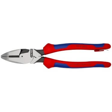 Linemans Pliers плоскогубцы электромонтёра с приспособлением для протяжки кабеля и обжима кабельных наконечников рез: проволока средней твёрдости 46 мм твёрдая проволока 3 мм L-240 мм чёрные 2-компонентные рукоятки крепление для страховки блисте