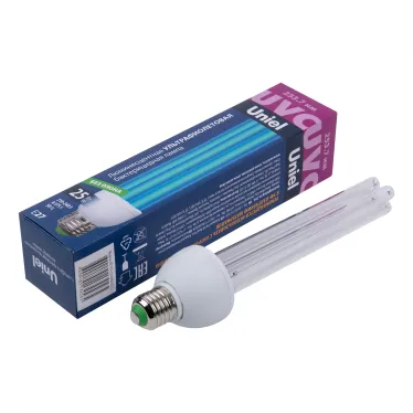 Лампа ультрафиолетовая бактерицидная. ESL-PLD-25/UVCB/E27/CL Спектр UVC 253,7нм. Картон. ТМ