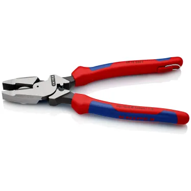 Linemans Pliers плоскогубцы электромонтёра с приспособлением для протяжки кабеля и обжима кабельных наконечников рез: проволока средней твёрдости 46 мм твёрдая проволока 3 мм L-240 мм чёрные 2-компонентные рукоятки крепление для страховки блисте