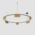 Светильник подвесной ORBIT IP20 15xGU10 LED до 15 Вт черн.+сатинированное зол. алюм. DENKIRS DK4067-BK+SG