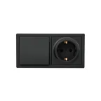 LETO Выключатель с подсветкой и розетка с заземлением, черный бархат горизонталь Lezard 752-4200-170BIP