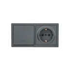                  LETO Выключатель с подсветкой и розетка с заземлением, графит горизонталь Lezard 752-3400-170BIP
               