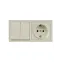 LETO Выключатель двойной и розетка с заземлением, крем горизонталь Lezard 752-0300-170BKP