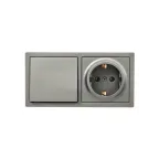                  LETO Выключатель и розетка с заземлением, платина горизонталь Lezard 752-3500-170BAP
               