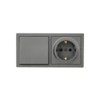 LETO Выключатель проходной и розетка с заземлением, платина горизонталь Lezard 752-3500-170BVP