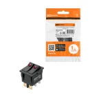 Выключатель двухклавишный KCD3-221N/D 250В AC/DC 1P 15А (6с) ON-OFF черный с красной точечной LED подсветкой TDM