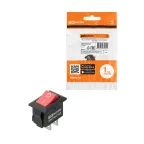 Выключатель клавишный KCD11-101 250В AC/DC, 1P, 3А, (2с), ON-OFF, черный корпус, красная клавиша, Micro TDM