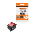 Выключатель клавишный KCD4-201N 250В AC/DC, 2P, 20А, (4с), ON-OFF, черный корпус, красная клавиша с LED подсветкой TDM