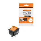                  Выключатель клавишный KCD4-201N 250В AC/DC, 2P, 16А, (4с), ON-OFF, черный корпус, желтая клавиша с LED с подсветкой TDM
               