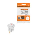 Выключатель клавишный круглый KCD2-101N-2 12В AC/DC, 1P, 16А, (3с), ON-OFF, белый с красной точечной LED подсветкой TDM