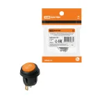 Выключатель клавишный круглый KCD2-101N/FS 250В AC/DC, 1P, 6А, (3с), ON-OFF, черный корпус, красная клавиша с LED подсветкой, IP54 TDM