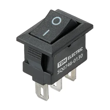 Выключатель клавишный KCD11-102 250В AC/DC, 1P, 3А, (3с), ON-ON, черный, Micro TDM