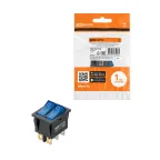                  Выключатель двухклавишный KCD3-221N 250В AC/DC, 1P, 15А, (6с), ON-OFF, черный корпус, две синие клавиши с LED подсветкой TDM
               