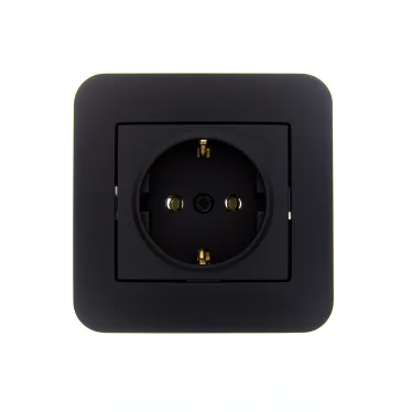 ASTI Розетка с заземлением, 16 А, чёрный бархат Lezard 7081-4242-122B