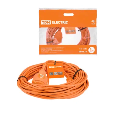 Удлинитель-шнур силовой УШз16 TDM (штепс. гнездо 50м ПВС 3х15)