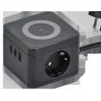 DOMINIC Удлинитель с беспроводной зарядкой 10Вт У02К 2 места 2P+PE 1,3м 3х1,0мм2 16А/250В USB A+C черный IEK