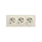 LETO Розетка тройная с заземлением закрытый корпус крем Lezard 752-0300-127BUP
