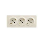 LETO Розетка тройная с заземлением закрытый корпус крем Lezard 752-0300-127BUP