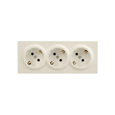 LETO Розетка тройная с заземлением закрытый корпус крем Lezard 752-0300-127BUP