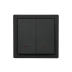 LETO Выключатель двойной с подсветкой чёрный бархат Lezard 752-4200-112