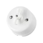 Выключатель фарфоровый поворотный проходной с ручкой (бантик) 10А белый «Болонь» TDM