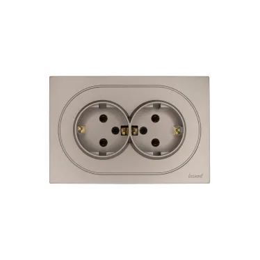 OSEN Розетка двойная с заземлением 16А, механизм, титан Lezard 743-3700-127B
