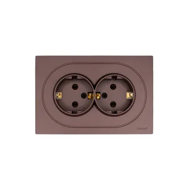 OSEN Розетка двойная с заземлением 16А, механизм, шоколад Lezard 743-7300-127B
