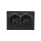 LETO Розетка двойная без заземления закрытый корпус чёрный бархат Lezard 752-4200-128B