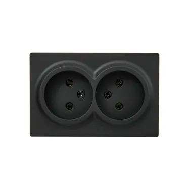 LETO Розетка двойная без заземления закрытый корпус чёрный бархат Lezard 752-4200-128B