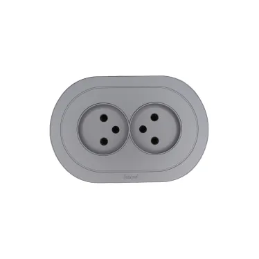 OSEN Розетка двойная без заземления 16А, механизм, серый матовый, круглая Lezard 744-7400-128B