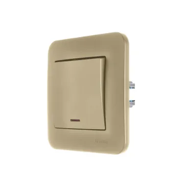 ASTI Выключатель 1-кл. с подсветкой, 10 А, золото Lezard 7081-3636-111