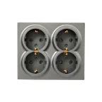 LETO Розетка четверная с заземлением закрытый корпус платина Lezard 752-3500-127BDP