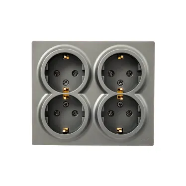 LETO Розетка четверная с заземлением закрытый корпус платина Lezard 752-3500-127BDP