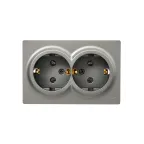 LETO Розетка двойная с заземлением закрытый корпус платина Lezard 752-3500-127B