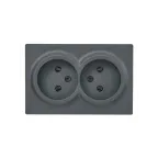 LETO Розетка двойная без заземления закрытый корпус графит Lezard 752-3400-128B