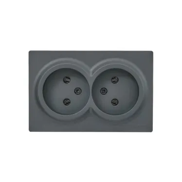 LETO Розетка двойная без заземления закрытый корпус графит Lezard 752-3400-128B